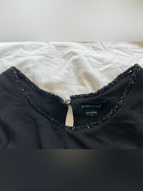 Marciano Black Layered Tank with Beaded Neckline